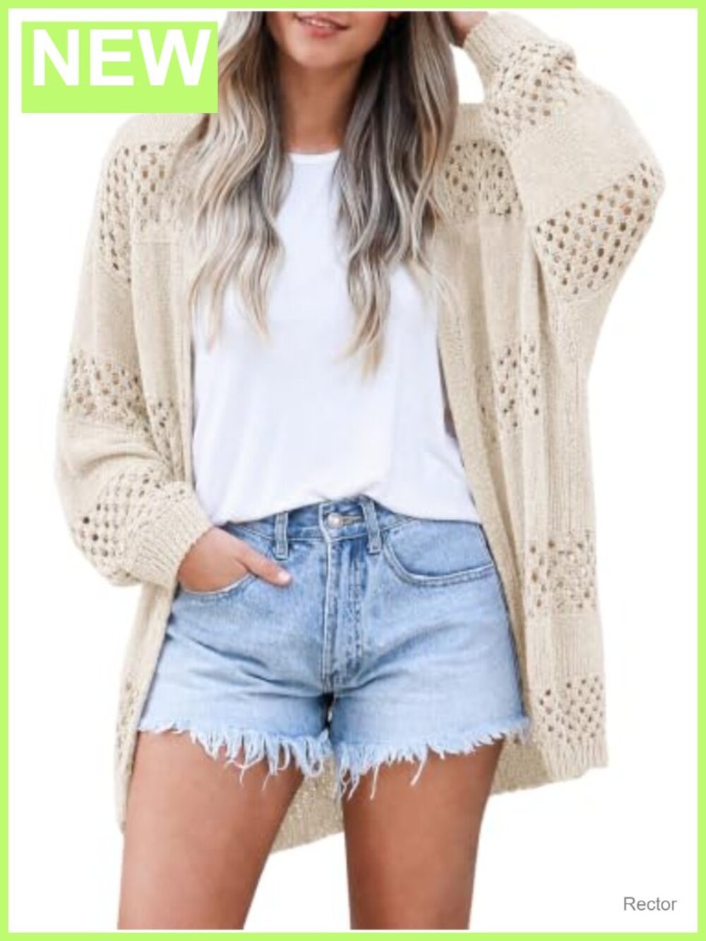Womens Crochet Lightweight Cardigan Coverup Boho Kimono Open Front Knit